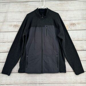 prAna Lightweight Zip Up‎ Appian Fleece Sweatshirt Men's Size XXL Charcoal Wool